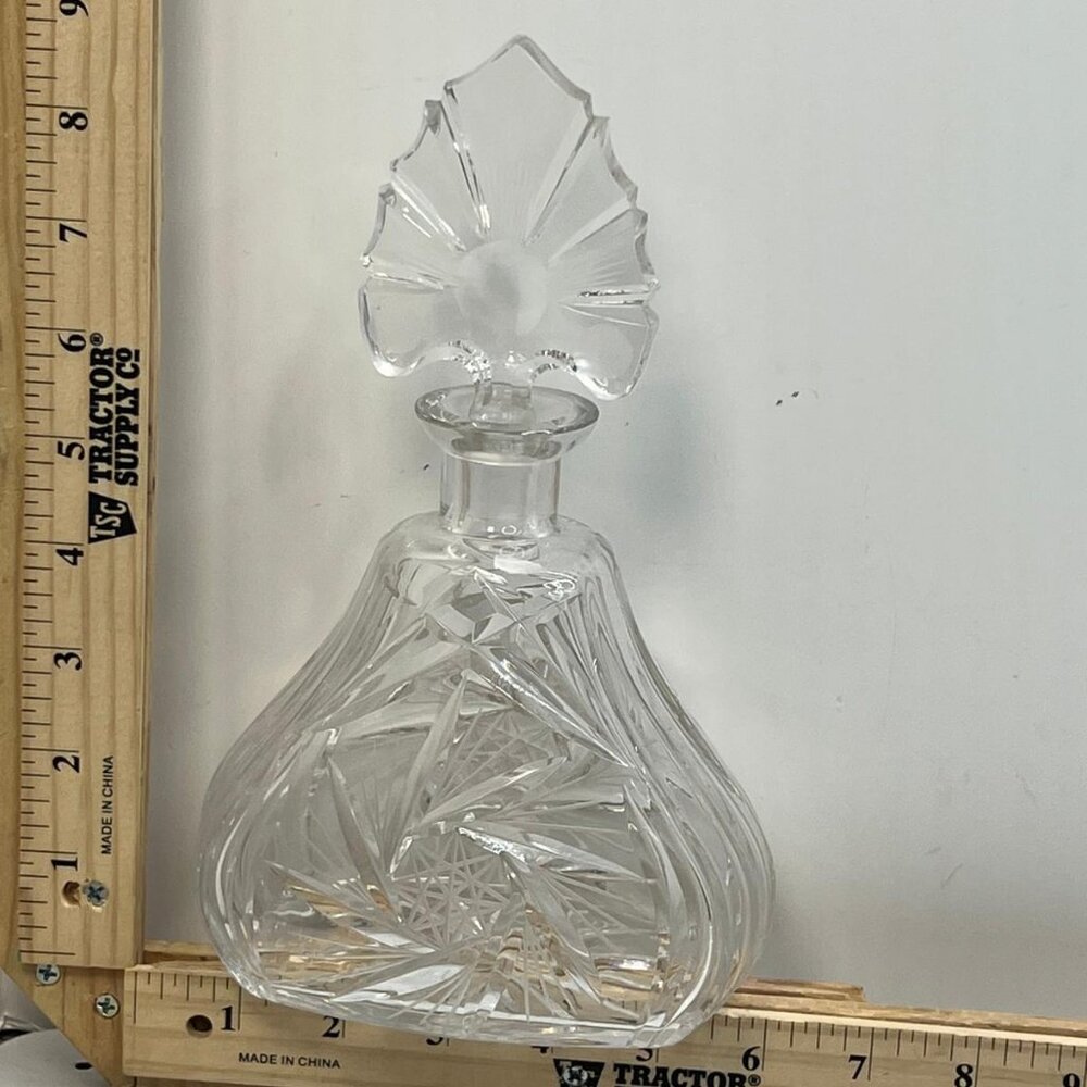Vintage Cut Crystal Princes Perfume Bottle with Stopper Clear Glass Vanity Decor